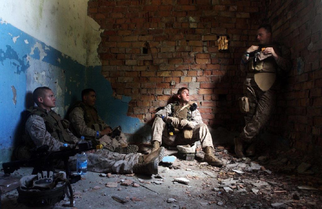 Marines resting between battles