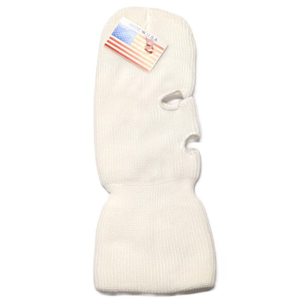 a white military three hole ski mask