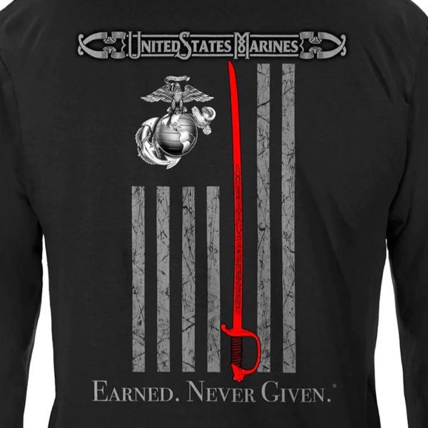 USMC Long Sleeve Shirt Thin Red Line Back Close Up