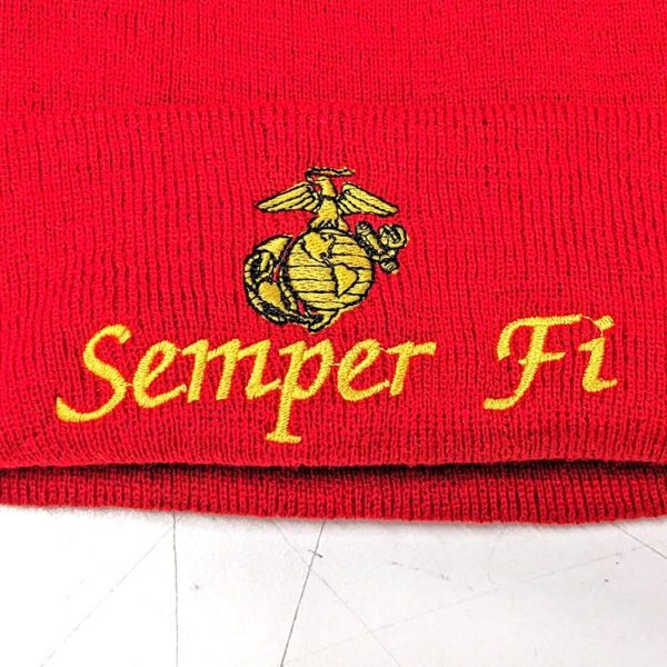 USMC Red Semper Fi Watch Cap with EGA
