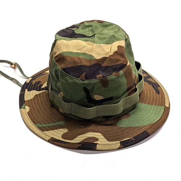 Woodland Camo Short Brim Vietnam Shooters Boonie Cover Front View