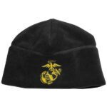 Marine Corps Black Beanie with Embroidered Yellow USMC EGA Logo