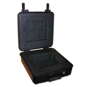 an open black night vision goggle case