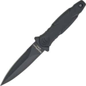 a black military-style boot knife for self defense