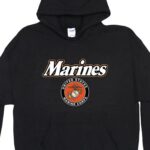 Marines US Marine Corps Logo Black Hoodie Closeup
