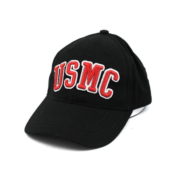 Black White and Red Embroidered Hat Side Profile