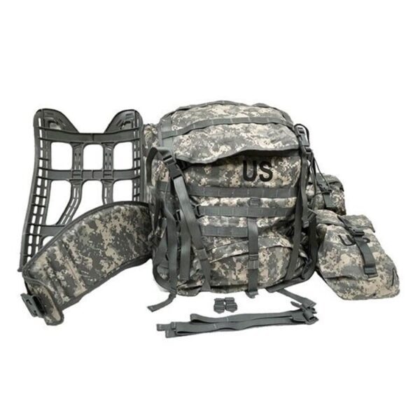 a Gen II US Army rucksack with frame and sustainment pouches