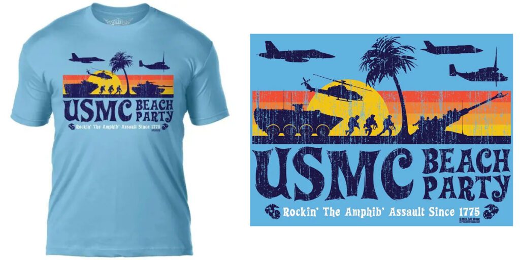 tropical amphibious assault Marine Corps t-shirt