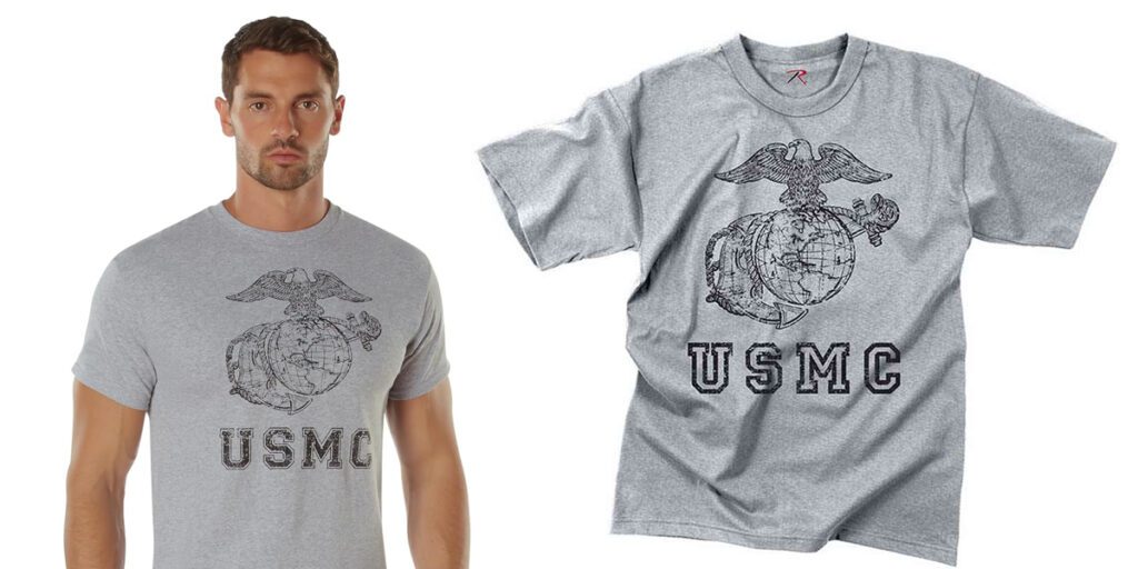a gray USMC shirt with an EGA