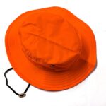 the top of a blaze orange water resistant USGI boonie cover