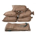 a stack of coyote brown USGI military sand bags