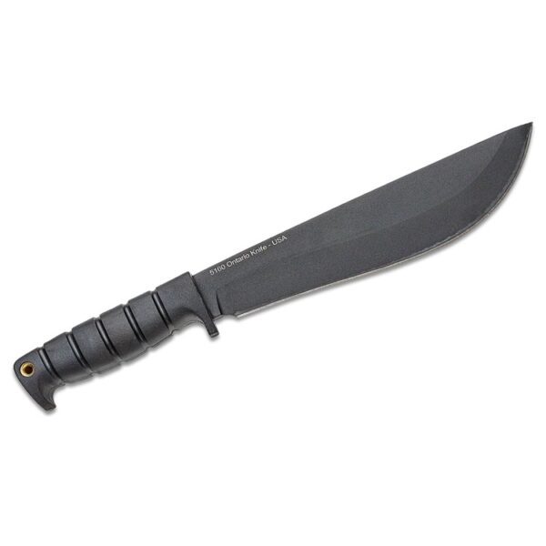 the backside of a black bolo knife