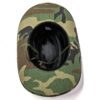 the underside of a twill woodland camo bush hat