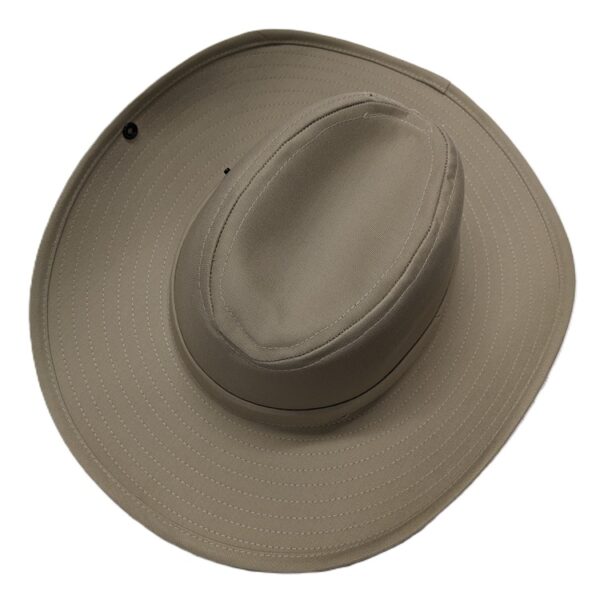 the top view of a khaki Australian cowboy hat