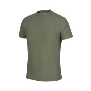 an olive drab USMC thermal compression PT shirt