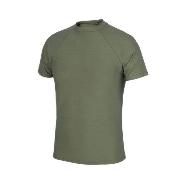 an olive drab USMC thermal compression PT shirt