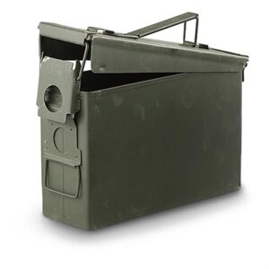 a military issue olive drab 7.62mm ammo can