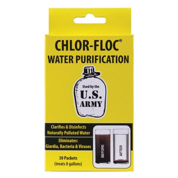 military-grade water purification powder packets