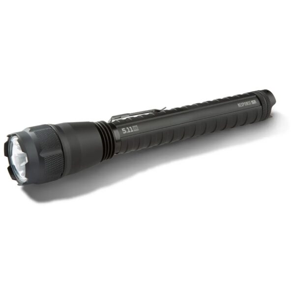 a black military flashlight