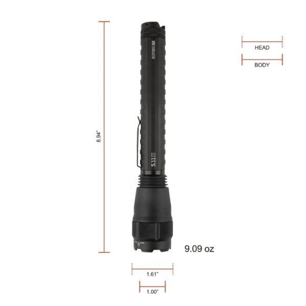 dimensions of a 5.11 Response flashlight