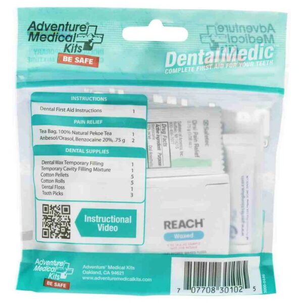 the back label of Adventure Medical Dental Medic for treating emergency tooth issues