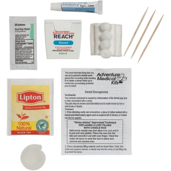 contents of an emergency tooth first aid kit