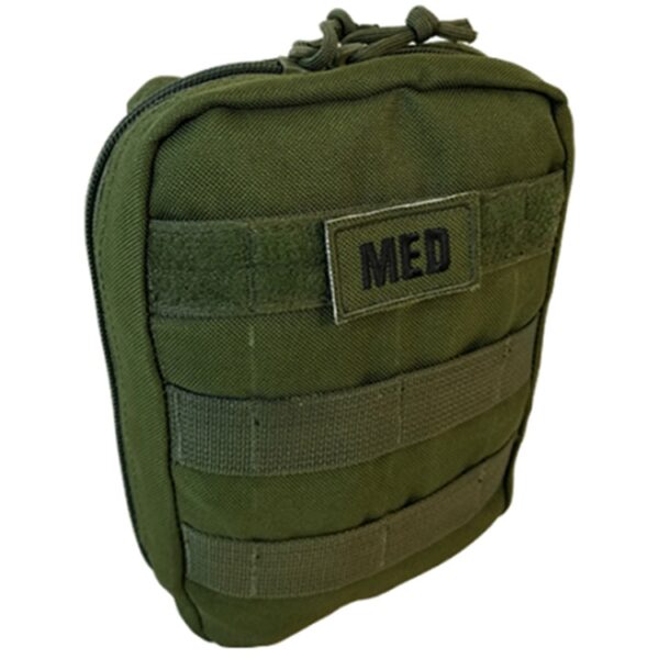 an olive drab medical bag for gunshot first aid