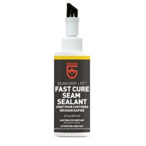 a bottle of fast cure tent and tarp sealant