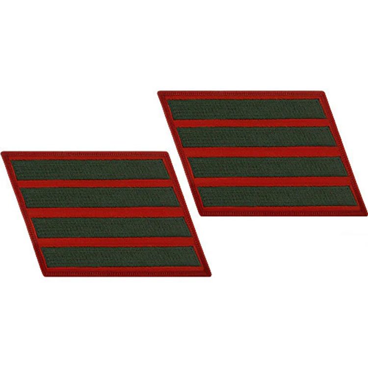 a set of four scarlet and green Marine Corps service stripes