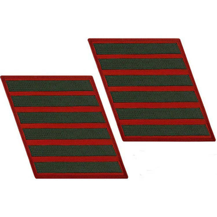 a set of six scarlet and green Marine Corps service stripes
