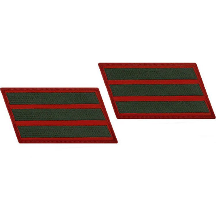 a set of three scarlet and green Marine Corps service stripes