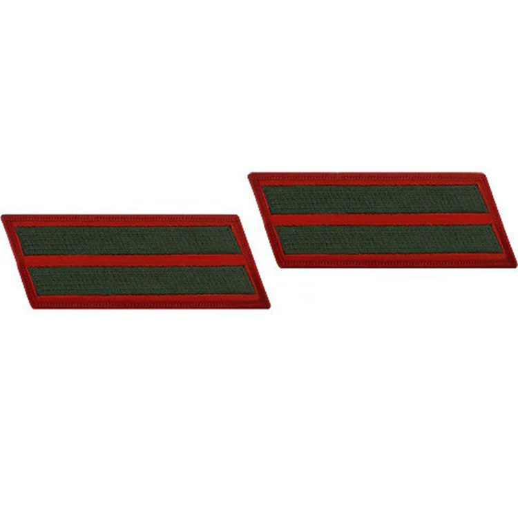 a set of two scarlet and green Marine Corps service stripes