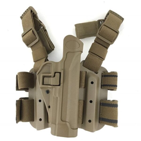 the front of a BLACKHAWK! Serpa Beretta 92 holster designed for the US Marine Corps