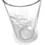 details on a clear Marine Corps pint glass with an EGA