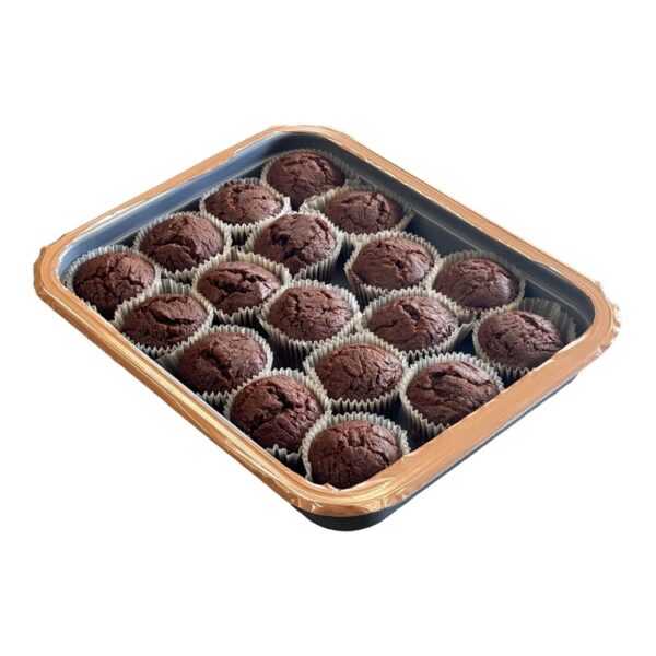 a tray of 18 chocolate muffins