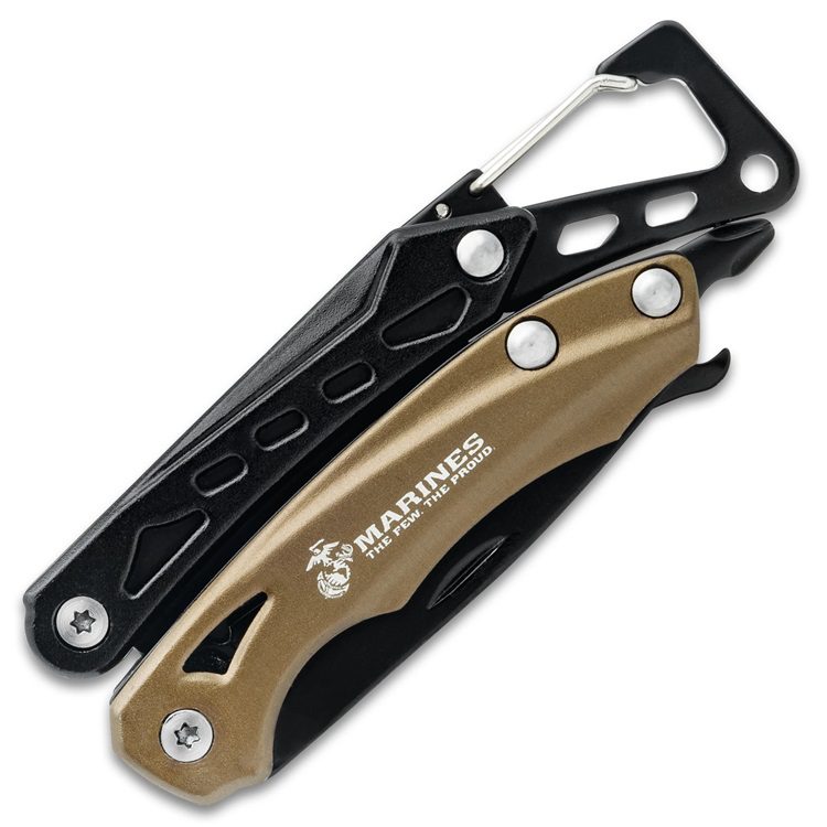 closed Marines multitool with carabiner