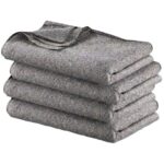 a stack of military style gray wool blankets