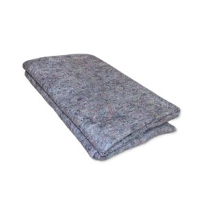 a folded gray wool emergency blanket