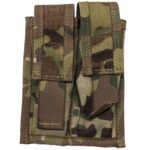 an Army pattern MultiCam double magazine pouch with quick release tabs