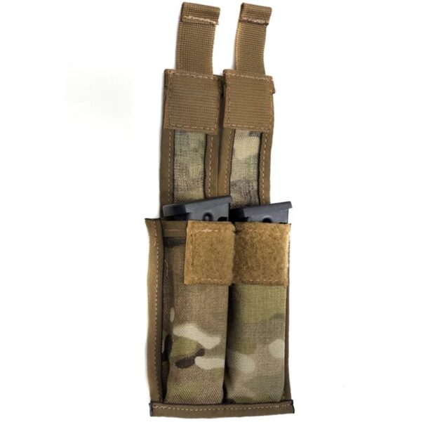 an Army pattern MultiCam double magazine pouch with two magazines inside