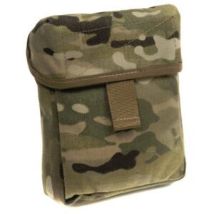 a large MultiCam pouch; this US Army camouflage pattern is a combination of olive drab (green), khaki, dark brown, and light brown