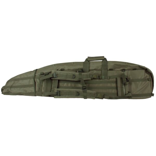 the back of a od green drag bag rifle case