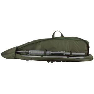 an open green drag bag for carrying rifles