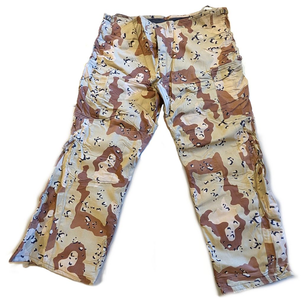 a chocolate chip desert US military chemical protective suit pants