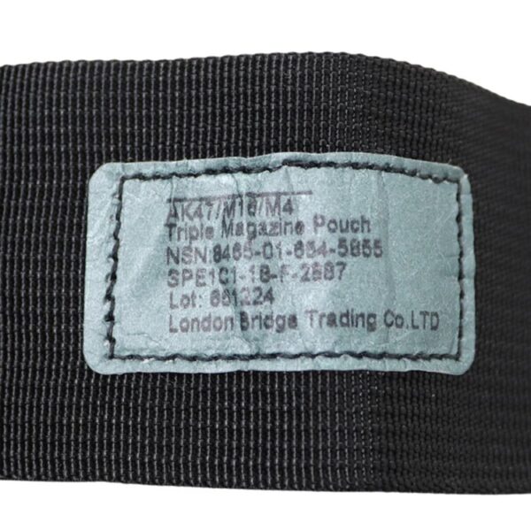 the tag of a US-made triple magazine pouch for AK47, M16, and M4