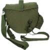 the front of an olive drab gas mask carrier