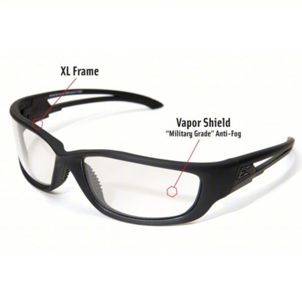 features of Edge military ballistic safety glasses with clear lenses