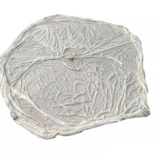 a round white French military parachute