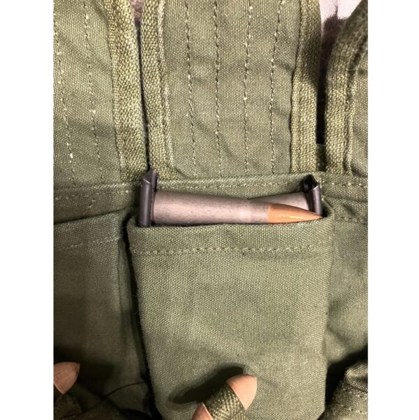 stripper clips and 7.62 rounds inside the pocket of a Chinese 10 pocket bandolier