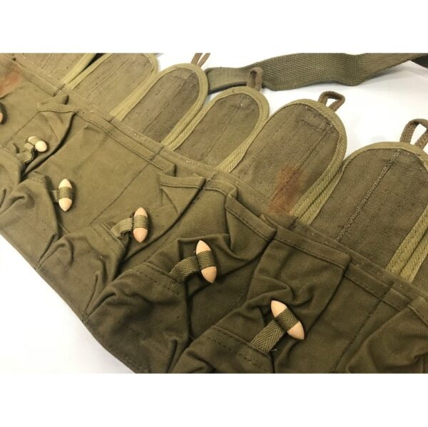 an olive drab 10 Pocket Chinese SKS chest rig close up